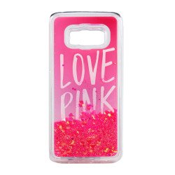 Samsung Galaxy S8 Design Glitter Liquid Star Dust Clear Case (Love Pink Hot Pink)